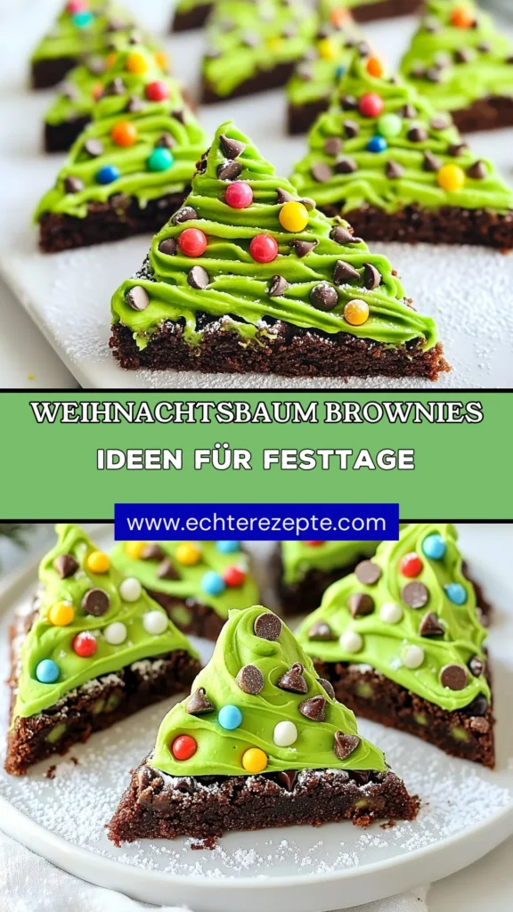 Entdecke unser köstliches Rezept für Weihnachtsbaum Brownies! Diese festlichen Brownies sind der perfekte Genuss für die Feiertage und leicht zuzubereiten. Mit einem Schokoladen Brownies Rezept und essbaren Weihnachtsdekorationen verwandelst du einfache Brownies mit Glasur in ein festliches Highlight. Perfekt für deine Feierlichkeiten oder als Geschenk. Lass dich inspirieren und kreiere deine eigenen verführerischen Weihnachtsbaum Brownies! #WeihnachtsbaumBrownies #festlicheBrownies #SchokoladenBrowniesRezept #essbareWeihnachtsdekorationen