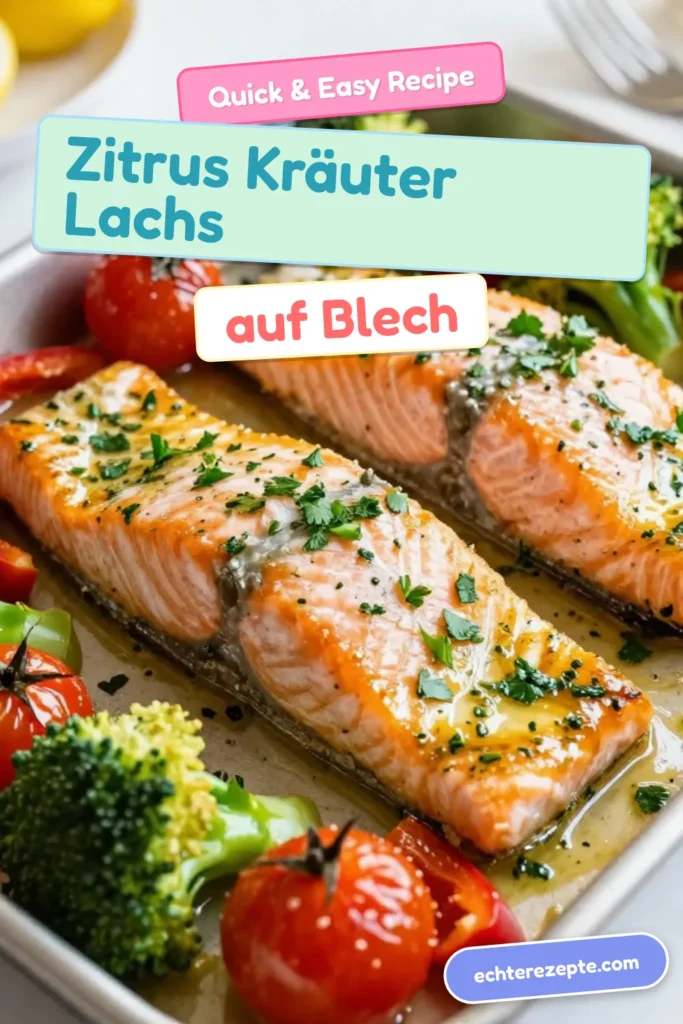 Entdecken Sie unser einfaches Blattblech Zitrus-Kräuter-Rezept für gesunden Lachs mit Gemüse! Dieser köstliche Lachs und Gemüse im Ofen ist in nur 30 Minuten zubereitet und perfekt für eine schnelle Mahlzeit. Gönnen Sie sich diese gesunde Mischung aus Lachsfilets, Kirschtomaten, Brokkoli und Paprika. Speichern Sie dieses Rezept für eine einfache und gesunde Abendessen-Idee! #BlattblechLachs #GesunderLachs #LachsundGemüse #EinfachesLachsgericht