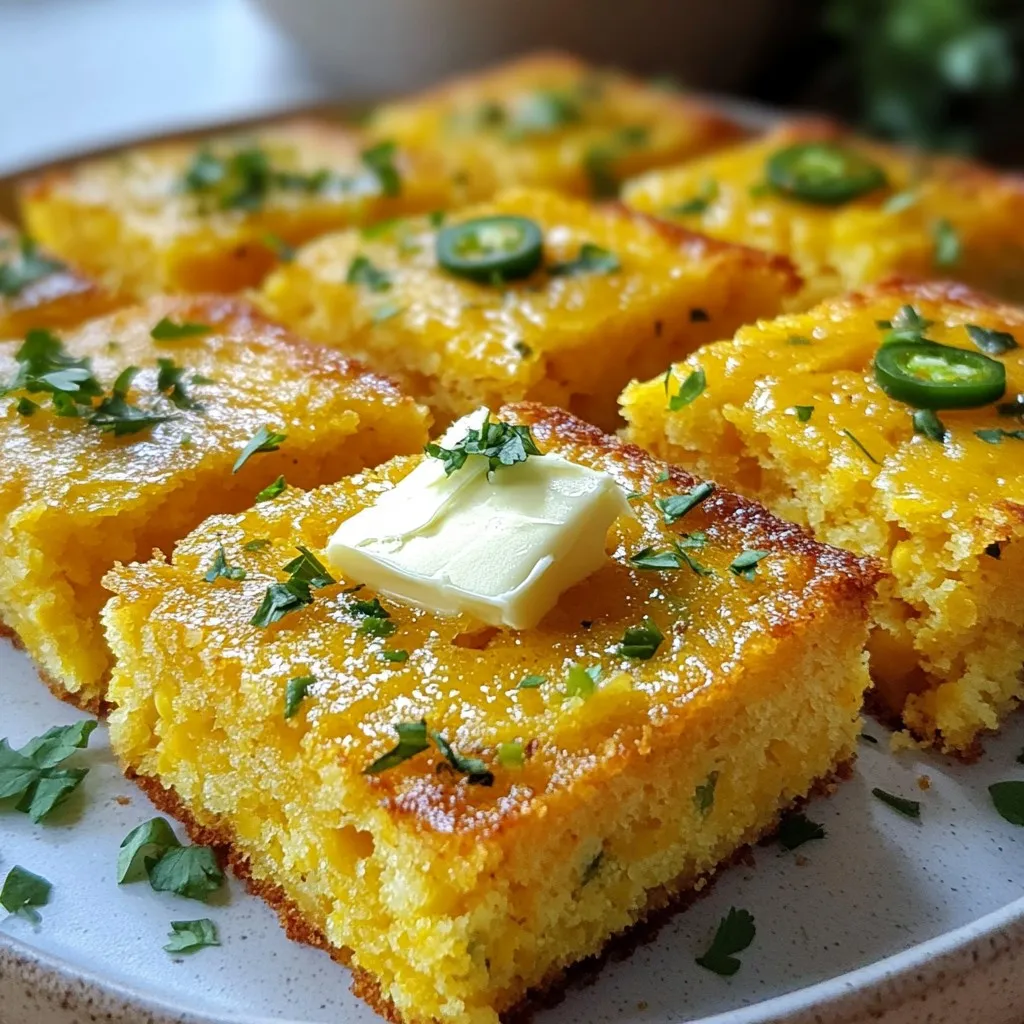 Für Jalapeño Cheddar Cornbread benötigen Sie einige Hauptzutaten: - 240 g Maismehl: Dies sorgt für die süße und grobe Textur. - 120 g Weizenmehl: Es gibt dem Brot Struktur und Halt. - 1 Esslöffel Backpulver: Dies lässt das Brot aufgehen und locker werden. - 1/2 Teelöffel Salz: Es verstärkt den Geschmack aller Zutaten. - 240 ml Buttermilch: Sie macht das Brot feucht und zart. - 2 große Eier: Sie verbinden die Zutaten und geben dem Brot Stabilität. - 60 ml geschmolzene Butter: Diese bringt Geschmack und Feuchtigkeit. - 120 g geriebener scharfer Cheddar Käse: Er fügt einen würzigen Geschmack hinzu. - 2 frische Jalapeños: Sie bringen Schärfe und Frische ins Brot. - 1 Esslöffel Honig (optional): Er fügt eine süße Note hinzu. Wählen Sie frische Zutaten, um das beste Ergebnis zu erzielen. Kaufen Sie: - Hochwertiges Maismehl und Weizenmehl. Diese sollten frisch gemahlen sein. - Gute Buttermilch oder frische Milch. Achten Sie auf das Haltbarkeitsdatum. - Frische Jalapeños ohne Flecken. Sie sollten fest und knackig sein. - Reiferen Cheddar Käse für einen stärkeren Geschmack. Falls Sie spezielle diätetische Anforderungen haben, können Sie die Zutaten anpassen: - Glutenfreies Mehl kann das Weizenmehl ersetzen. - Pflanzenmilch ist eine gute Alternative zur Buttermilch. - Vegane Butter oder Öl ist eine Option anstelle von geschmolzener Butter. - Verwenden Sie pflanzlichen Käse, wenn Sie auf Milchprodukte verzichten möchten. {{ingredient_image_2}} Heizen Sie Ihren Ofen auf 200°C vor. Dies ist wichtig, damit das Brot gleichmäßig backt. Fetten Sie eine quadratische Backform (20x20 cm) gut ein. Alternativ können Sie die Form mit Backpapier auslegen. Dadurch bleibt das Brot nicht kleben und die Reinigung wird einfacher. In einer großen Rührschüssel vermengen Sie das Maismehl, Weizenmehl, Backpulver und Salz. Vermischen Sie die trockenen Zutaten gut, damit das Brot gleichmäßig aufgeht. In einer separaten Schüssel mischen Sie die Buttermilch, Eier, geschmolzene Butter und den optionalen Honig. Rühren Sie, bis die Mischung glatt ist. Jetzt ist es Zeit, die feuchten Zutaten zu den trockenen hinzuzufügen. Rühren Sie vorsichtig, bis alles gerade so vermischt ist. Übermischen Sie nicht! Fügen Sie nun den geriebenen Cheddar und die gewürfelten Jalapeños hinzu. Falten Sie sie gleichmäßig in den Teig ein. Dies gibt dem Brot seinen tollen Geschmack. Gießen Sie den Teig in die vorbereitete Backform. Glätten Sie die Oberfläche mit einem Spatel. Backen Sie das Brot im vorgeheizten Ofen für 20-25 Minuten. Die Oberfläche sollte goldbraun sein. Überprüfen Sie die Garheit, indem Sie einen Zahnstocher in die Mitte stecken. Wenn er sauber herauskommt, ist das Brot fertig. Lassen Sie es einige Minuten abkühlen, bevor Sie es in quadratische Stücke schneiden und servieren. Ein häufiger Fehler ist, die Zutaten zu übermischen. Wenn Sie die trockenen und feuchten Zutaten verbinden, rühren Sie nur so lange, bis alles vermischt ist. Zu viel Rühren macht das Brot hart. Ein anderer Fehler ist, die Temperatur nicht richtig einzustellen. Stellen Sie sicher, dass der Ofen auf 200°C vorgeheizt ist. Wenn der Ofen nicht heiß genug ist, wird das Brot nicht gut aufgehen. Um den Geschmack zu verstärken, fügen Sie mehr Jalapeños hinzu. Entfernen Sie die Kerne, wenn Sie es milder mögen. Ein Spritzer Limettensaft kann auch helfen. Für eine bessere Textur verwenden Sie frische Buttermilch. Das gibt dem Brot einen tollen, feuchten Biss. Schmelzen Sie die Butter leicht und fügen Sie sie warm hinzu, um ein noch besseres Ergebnis zu erzielen. Servieren Sie das warme Brot mit Kräuterbutter. Das gibt einen schönen Geschmack und sieht toll aus. Ein Hauch frischer Koriander oder Schnittlauch macht es lebendig. Dazu passt eine Schüssel Chili sehr gut. Sie können das Brot auch als Beilage zu Grillgerichten anbieten. So wird jede Mahlzeit zu einem Genuss! Pro Tipps Frische Jalapeños: Verwenden Sie frische Jalapeños für den besten Geschmack. Entfernen Sie die Kerne, wenn Sie es milder mögen. Buttermilch verwenden: Buttermilch verleiht dem Brot eine besonders feuchte und zarte Textur. Sie können auch normale Milch mit einem Spritzer Zitronensaft verwenden, um einen ähnlichen Effekt zu erzielen. Übermischen vermeiden: Rühren Sie die Zutaten nur so lange, bis sie gerade miteinander vermischt sind. Dadurch bleibt das Brot leicht und locker. Serviertipps: Servieren Sie das warme Brot mit Kräuterbutter und frischen Kräutern für einen zusätzlichen Geschmackskick. {{image_4}} Jalapeño Cheddar Cornbread erlaubt viele Variationen. Wenn Sie es würziger mögen, fügen Sie mehr Jalapeños hinzu. Möchten Sie eine süße Note? Geben Sie mehr Honig oder sogar Zucker hinzu. Kombinieren Sie auch mit Gewürzen wie Paprika oder Kreuzkümmel. Diese bringen einen neuen Geschmack. Der Käse ist entscheidend für den Geschmack. Scharfer Cheddar ist toll, aber probieren Sie auch andere Käsesorten. Gouda fügt einen anderen Geschmack hinzu. Feta gibt einen salzigen Akzent. Verwenden Sie einen weichen Käse wie Brie für eine cremige Textur. Experimentieren Sie, um Ihren Favoriten zu finden. Für glutenfreies Brot nutzen Sie eine Mischung aus glutenfreiem Mehl. Achten Sie darauf, dass alle Zutaten glutenfrei sind. Möchten Sie es vegan? Ersetzen Sie die Eier durch Apfelmus oder Leinsamen. Verwenden Sie pflanzliche Milch und Margarine. So bleibt der Geschmack lecker und die Textur bleibt toll. Um Jalapeño Cheddar Cornbread frisch zu halten, lagern Sie es in einem luftdichten Behälter. Sie können auch Frischhaltefolie verwenden. Stellen Sie sicher, dass das Brot vollständig abgekühlt ist, bevor Sie es einpacken. So vermeiden Sie Feuchtigkeit und Schimmel. Lagern Sie das Brot bei Raumtemperatur für kurze Zeit oder im Kühlschrank für längere Frische. Wenn Sie das Brot wieder aufwärmen, nutzen Sie den Ofen oder die Mikrowelle. Für den Ofen heizen Sie ihn auf 160°C vor. Wickeln Sie das Brot in Alufolie und backen Sie es für etwa 10-15 Minuten. In der Mikrowelle legen Sie ein Stück Cornbread auf einen Teller und erwärmen es für 15-30 Sekunden. Fügen Sie einen kleinen Spritzer Wasser hinzu, um die Feuchtigkeit zu bewahren. Jalapeño Cheddar Cornbread bleibt bei Raumtemperatur etwa 2-3 Tage frisch. Im Kühlschrank kann es bis zu einer Woche halten. Wenn Sie es länger aufbewahren möchten, frieren Sie es ein. Schneiden Sie das Brot in Portionen und wickeln Sie jede Portion einzeln in Frischhaltefolie. So bleibt es bis zu 3 Monate frisch. Ja, gefrorenes Jalapeño Cheddar Cornbread kann einfach aufgebacken werden. Nehmen Sie das Brot aus dem Gefrierfach und lassen Sie es etwas antauen. Heizen Sie den Ofen auf 180°C vor. Legen Sie das Cornbread auf ein Backblech und backen Sie es für 10-15 Minuten. So bleibt es warm und knusprig. Wenn Ihr Cornbread nicht aufgegangen ist, könnte es an mehreren Dingen liegen. Möglicherweise war das Backpulver nicht frisch. Auch das Übermischen des Teigs kann das Aufgehen verhindern. Achten Sie darauf, die trockenen und feuchten Zutaten nur kurz zu vermengen. Dies hilft, die perfekte Textur zu erreichen. Jalapeño Cheddar Cornbread passt hervorragend zu vielen Gerichten. Besonders gut harmoniert es mit Chili oder Eintöpfen. Auch als Beilage zum Barbecue ist es perfekt. Servieren Sie es mit einer Portion Kräuterbutter oder frischem Koriander. Das bringt noch mehr Geschmack. Die Zutaten für Jalapeño Cheddar Cornbread sind entscheidend für den Geschmack. Ich habe die Hauptzutaten und deren Funktionen erklärt. Du hast gelernt, wie man die besten Zutaten auswählt und Alternativen für spezielle Diäten findet. Die Schritt-für-Schritt-Anleitung hilft dir beim Backen. Ich teilte Tipps, um Fehler zu vermeiden und dir den perfekten Geschmack zu bieten. Vergiss nicht die Variationen, um dein Rezept zu ändern, sowie die Lagerungstipps für Frische. Mit diesen Informationen kannst du nun großartiges Jalapeño Cheddar Cornbread kreieren, das alle begeistert!