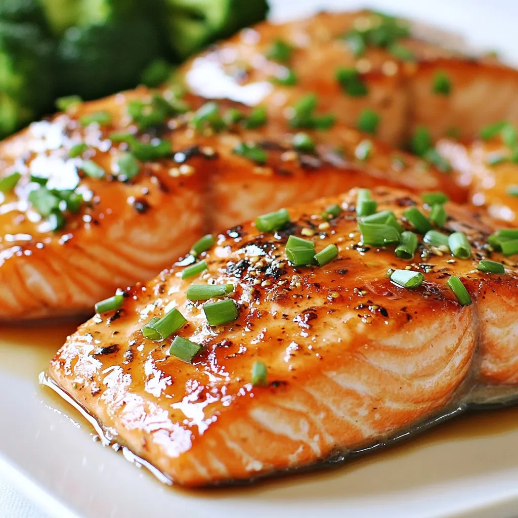 - 4 Lachsfilets (jeweils 170 g) - 60 ml reiner Ahornsirup - 30 ml Sojasauce (oder Tamari für glutenfrei) - 15 ml Dijon-Senf - 15 g frischer Ingwer, gerieben - 2 Knoblauchzehen, gehackt - Salz und Pfeffer nach Geschmack - 15 ml Olivenöl - Frische Schnittlauch, gehackt (zum Garnieren) Die Wahl der Zutaten ist wichtig für den Geschmack. Wählen Sie frischen Lachs. Achten Sie darauf, dass der Lachs eine schöne Farbe hat. Der Ahornsirup sollte rein sein. Vermeiden Sie Sirup mit zusätzlichen Zutaten. Frischer Ingwer bringt ein tolles Aroma. Verwenden Sie frischen Knoblauch für mehr Intensität. Wenn Sie Sojasauce nutzen, entscheiden Sie sich für die beste Qualität. Falls Sie glutenfrei leben, nehmen Sie Tamari anstelle von Sojasauce. Dies gibt den gleichen Geschmack, ohne Gluten. Für eine süßere Note können Sie Honig verwenden. Das bringt eine interessante Wendung. Veganer können den Lachs durch Tofu ersetzen. Marinieren Sie den Tofu gleich wie den Lachs. So gewinnen Sie ein ähnliches Geschmackserlebnis. {{ingredient_image_2}} Zuerst mache ich die Marinade. Ich nehme eine kleine Schüssel und mische: - 60 ml reinen Ahornsirup - 30 ml Sojasauce - 15 ml Dijon-Senf - 15 g frischen Ingwer, gerieben - 2 gehackte Knoblauchzehen - Eine Prise Salz und Pfeffer Ich rühre alles gut um. Dann lege ich die Lachsfilets in eine flache Schale. Ich gieße die Marinade über die Filets. Jedes Stück soll gut bedeckt sein. Jetzt decke ich die Schale ab. Ich lasse die Filets mindestens 30 Minuten im Kühlschrank marinieren. Je länger, desto besser der Geschmack. Nach dem Marinieren nehme ich die Lachsfilets aus der Schale. Ich bewahre die Marinade auf, um sie später zu verwenden. Dann tupfe ich die Filets mit einem Küchentuch trocken. Ich würze sie leicht mit Salz und Pfeffer. Jetzt erhitze ich das Olivenöl in einer großen, ofenfesten Pfanne auf mittlerer Hitze. Sobald das Öl heiß ist, lege ich die Filets mit der Hautseite nach unten in die Pfanne. Ich brate sie für etwa 3-4 Minuten an, bis die Haut knusprig ist. Dann drehe ich die Filets vorsichtig um. Ich gieße die aufbewahrte Marinade darüber. Jetzt stelle ich die Pfanne in den vorgeheizten Ofen bei 200°C. Ich backe den Lachs für 10-12 Minuten. Der Lachs ist fertig, wenn er leicht mit einer Gabel zerteilt werden kann. Die Innentemperatur sollte 63°C erreichen. Nach dem Backen nehme ich die Pfanne aus dem Ofen. Ich lasse den Lachs ein paar Minuten ruhen. Dann serviere ich ihn mit Bratensäften und frischem Schnittlauch. Um die Marinade für den Ahornsirup-glasierten Lachs perfekt zu machen, sind frische Zutaten wichtig. Ich empfehle, reinen Ahornsirup zu verwenden. Dieser gibt dem Lachs einen süßen und reichen Geschmack. Sojasauce fügt eine salzige Tiefe hinzu. Dijon-Senf bringt eine feine Schärfe. Frischer Ingwer sorgt für eine angenehme Würze. Knoblauch verleiht ein tolles Aroma. Lassen Sie die Lachsfilets mindestens 30 Minuten marinieren. Für bessere Ergebnisse marinieren Sie sie bis zu zwei Stunden. Um die Haut des Lachses knusprig zu machen, ist die Pfanne der Schlüssel. Erhitzen Sie das Olivenöl gut, bevor Sie die Filets hinzufügen. Legen Sie die Lachsfilets mit der Hautseite nach unten in die heiße Pfanne. Braten Sie sie für 3-4 Minuten. Wenden Sie die Filets vorsichtig, damit die Haut nicht reißt. Gießen Sie die Marinade über die Filets, bevor Sie sie in den Ofen geben. Diese Methode hilft, die Haut knusprig und lecker zu halten. Um die Garstufe des Lachses zu prüfen, können Sie eine Gabel verwenden. Stechen Sie vorsichtig in das dickste Stück des Filets. Wenn sich das Fleisch leicht teilen lässt, ist der Lachs fertig. Die Innentemperatur sollte 63°C erreichen. Ein Fleischthermometer ist hilfreich für genaue Messungen. Lassen Sie den Lachs nach dem Backen einige Minuten ruhen. Dies hilft, den Saft zu halten und den Geschmack zu verbessern. Pro Tipps Frische Zutaten verwenden: Für das beste Geschmackserlebnis sollten Sie frischen Lachs und frische Kräuter verwenden. Dies hebt das Aroma des Gerichts erheblich. Marinieren für mehr Geschmack: Lassen Sie die Lachsfilets mindestens eine Stunde marinieren, um die Aromen optimal aufzunehmen. Je länger, desto besser! Temperatur überprüfen: Verwenden Sie ein Fleischthermometer, um sicherzustellen, dass der Lachs die richtige Kerntemperatur von 63°C erreicht hat, bevor Sie ihn servieren. Ruhen lassen: Lassen Sie den Lachs nach dem Backen ein paar Minuten ruhen, damit sich die Säfte setzen können, was zu einem saftigeren Ergebnis führt. {{image_4}} Das Rezept für Ahornsirup-glasierten Lachs ist sehr vielseitig. Sie können den Ahornsirup durch Honig ersetzen. Honig gibt dem Lachs eine süße Note. Auch verschiedene Gewürze machen viel aus. Fügen Sie etwas Chili hinzu für Schärfe oder Paprika für einen rauchigen Geschmack. Auch Limettensaft kann den Lachs frisch machen. Experimentieren Sie ruhig mit verschiedenen Aromen! Für eine vegane Option können Sie Tofu verwenden. Schneiden Sie den Tofu in Stücke und marinieren Sie ihn wie den Lachs. Seitan ist auch eine gute Wahl. Die Marinade bleibt gleich, um den Geschmack zu bewahren. Beide Alternativen nehmen die Marinade gut auf und bleiben saftig. Zu diesem Lachs passen viele Beilagen. Gedünsteter Brokkoli ist leicht und gesund. Geröstete Süßkartoffeln bringen Süße und Farbe auf den Teller. Sie können auch einen einfachen Salat mit frischem Gemüse dazu servieren. Reis oder Quinoa passen ebenfalls gut. Diese Beilagen ergänzen den Lachs perfekt und runden das Gericht ab. Wenn Sie Lachs übrig haben, lagern Sie ihn in einem luftdichten Behälter. Wickeln Sie ihn gut ein, um die Frische zu halten. Stellen Sie sicher, dass der Lachs vollständig abgekühlt ist, bevor Sie ihn aufbewahren. So bleibt der Geschmack erhalten. Bei richtiger Lagerung ist der Lachs bis zu drei Tage im Kühlschrank haltbar. Die Marinade können Sie ebenfalls aufbewahren. Gießen Sie sie in einen sauberen, luftdichten Behälter. Lagern Sie die Marinade im Kühlschrank. Nutzen Sie sie innerhalb von einer Woche. Achten Sie darauf, dass die Marinade nicht mit rohem Fisch in Kontakt kommt. So bleibt sie frisch und sicher. Im Kühlschrank bleibt der marinierte Lachs bis zu drei Tage genießbar. Wenn Sie ihn länger aufbewahren möchten, frieren Sie ihn ein. Wickeln Sie die Filets gut ein und legen Sie sie in einen Gefrierbeutel. Im Gefrierschrank hält der Lachs bis zu drei Monate. Denken Sie daran, den Lachs im Kühlschrank über Nacht aufzutauen, bevor Sie ihn zubereiten. Marinieren ist wichtig für den Geschmack. Ich empfehle, den Lachs mindestens 30 Minuten zu marinieren. So zieht die Marinade gut ein. Du kannst ihn bis zu 2 Stunden im Kühlschrank lassen. Das macht den Lachs noch schmackhafter. Überlege, wie viel Zeit du hast. Mehr Zeit bringt mehr Geschmack! Die Wahl der Beilagen ist entscheidend. Ich mag gedünsteten Brokkoli oder geröstete Süßkartoffeln. Beide Beilagen sind bunt und nahrhaft. Du kannst auch einen frischen Salat dazu servieren. Reis oder Quinoa sind ebenfalls tolle Optionen. Diese Beilagen ergänzen den süßen Lachs sehr gut. Ja, du kannst den Lachs auch grillen! Das Grillen bringt einen tollen Geschmack. Stelle sicher, dass der Grill heiß ist. Lege den Lachs auf die Grillfläche und grille ihn etwa 5-7 Minuten pro Seite. Achte darauf, dass er nicht anbrennt. Eine Grillmatte kann helfen. So bleibt der Lachs saftig und lecker! Ahornsirup-glasiertes Lachsfilet bringt viele leckere Chancen mit sich. Wir haben die besten Zutaten besprochen und wie man sie auswählt. Ich habe dir eine klare Anleitung gegeben, um deinen Lachs perfekt zu marinieren und zu garen. Tipps helfen dir, optimale Ergebnisse zu erzielen. Variationen zeigen dir, wie kreativ du sein kannst. Auch die Aufbewahrung bleibt einfach. Du kannst diesen köstlichen Lachs immer wieder genießen. Die Fragen und Antworten runden das Ganze ab. Kochen kann Spaß machen und leicht sein!