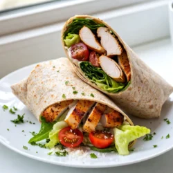 Um köstliche Cajun Chicken Caesar Wraps zu machen, benötigst du frische Zutaten. Hier sind die Hauptzutaten: - 2 Hähnchenbrustfilets ohne Knochen und Haut - 2 Esslöffel Cajun-Gewürz - 1 Esslöffel Olivenöl - 4 große Tortillas aus Vollkorn - 1 Tasse Romanasalat, grob gehackt - ½ Tasse Cherry-Tomaten, halbiert - ⅓ Tasse Caesar-Dressing - ¼ Tasse geriebener Parmesan - Salz und Pfeffer nach Geschmack - Frische Petersilie zum Garnieren (optional) Diese Zutaten geben den Wraps ihren tollen Geschmack und die richtige Textur. Das Cajun-Gewürz ist der Star in diesem Rezept. Es bringt eine schöne Schärfe und Tiefe. Das Caesar-Dressing ergänzt die Wraps perfekt. Es macht den Salat cremig und geschmackvoll. Du kannst auch mehr oder weniger Gewürz verwenden, je nach deinem Geschmack. Du kannst die Wraps mit frischer Petersilie garnieren. Das sieht nicht nur schön aus, sondern gibt auch einen frischen Geschmack. Serviere die Wraps gleich nach dem Zubereiten. So bleiben sie knackig und lecker. Du kannst auch zusätzliche Beilagen wie Pommes oder einen frischen Salat dazu reichen. Diese Zutaten und Tipps helfen dir, die besten Cajun Chicken Caesar Wraps zu machen! {{ingredient_image_2}} Zuerst nimmst du die Hähnchenbrustfilets. Würze sie gleichmäßig mit Cajun-Gewürz, Salz und Pfeffer. Achte darauf, dass das Gewürz gut haftet. Diese Mischung bringt den würzigen Geschmack in dein Gericht. Erhitze das Olivenöl in einer großen Pfanne bei mittlerer Hitze. Lege die gewürzten Hähnchenbrüste hinein. Brate sie etwa 6-7 Minuten pro Seite. Sie sollten goldbraun werden und eine Kerntemperatur von 75°C erreichen. Lass die Hähnchen nach dem Braten ruhen. So bleiben sie saftig. Schneide sie dann in Stücke. Nimm eine große Schüssel und gib den Romanasalat hinein. Füge die halbierten Cherry-Tomaten und das Caesar-Dressing hinzu. Streue den geriebenen Parmesan darüber. Mische alles vorsichtig. So bleibt der Salat frisch und knusprig. Lege eine Tortilla auf die Arbeitsfläche. Nimm eine großzügige Portion der Caesar-Salat-Mischung und lege sie in die Mitte. Füge die geschnittenen Hähnchenstücke hinzu. Klappe die Seiten der Tortilla ein und rolle sie von der Unterseite auf. So entsteht ein schöner Wrap. Halbiere die Wraps diagonal. Serviere sie sofort und garniere sie nach Belieben mit frischer Petersilie. Um das Hähnchen perfekt zu würzen, nutze frische Gewürze. Das Cajun-Gewürz sollte gleichmäßig auf beiden Seiten verteilt sein. Achte darauf, dass das Hähnchen bei mittlerer Hitze brät. So bleibt es saftig. Lass das Hähnchen nach dem Kochen ruhen. Das hilft den Säften, sich zu setzen. Schneide das Hähnchen erst direkt vor dem Servieren. So bleibt es frisch und zart. Wähle große Tortillas aus Vollkorn. Sie sind nahrhaft und halten die Füllung gut. Erwärme die Tortillas kurz in einer Pfanne. Dadurch werden sie flexibler. Fülle die Tortilla nicht zu voll. Das macht das Wickeln einfacher. Achte darauf, die Seiten gut einzuklappen, damit die Füllung nicht herausfällt. Serviere die Wraps diagonal halbiert. Das sieht schön aus und macht sie leicht zu essen. Du kannst sie mit frischer Petersilie garnieren. Das bringt Farbe und Geschmack. Dazu passen auch knusprige Pommes oder ein frischer Salat. Fruchtige Beilagen wie Wassermelone oder Ananas sind auch eine gute Wahl. Sie bieten einen süßen Kontrast zum würzigen Hähnchen. Pro Tipps Hähnchen marinieren: Lassen Sie die Hähnchenbrustfilets vor dem Würzen für mindestens 30 Minuten im Kühlschrank marinieren, um den Geschmack zu intensivieren. Für die perfekte Textur: Achten Sie darauf, das Hähnchen nicht zu überkochen, um es saftig zu halten. Verwenden Sie ein Fleischthermometer, um die Kerntemperatur zu überprüfen. Tortilla erwärmen: Erwärmen Sie die Tortillas kurz in einer trockenen Pfanne, damit sie geschmeidiger und einfacher zu rollen sind. Variationen hinzufügen: Experimentieren Sie mit verschiedenen Gemüsesorten wie Avocado oder Gurke, um den Wraps mehr Frische und Crunch zu verleihen. {{image_4}} Für eine vegetarische Version der Cajun Chicken Caesar Wraps, tauschen Sie das Hähnchen gegen gebratene Tofuwürfel. Würzen Sie den Tofu mit Cajun-Gewürz. Braten Sie ihn in etwas Olivenöl, bis er goldbraun ist. Fügen Sie dann die Caesar-Salat-Mischung hinzu. Diese Version bleibt lecker und sättigend. Sie können die Wraps schärfer machen, indem Sie zusätzliches Gemüse hinzufügen. Probieren Sie gehackte Paprika, Zucchini oder sogar Jalapeños aus. Diese Gemüse bringen Farbe und Geschmack in die Wraps. Sie können sie einfach in die Pfanne mit dem Hähnchen oder Tofu geben. Das sorgt für mehr Textur und Frische. Das Caesar-Dressing kann durch andere Dressings ersetzt werden. Ein Joghurt-Dressing bringt eine frische Note. Veganer können ein Avocado-Dressing wählen. Für den Käse gibt es auch Alternativen. Veganer Käse oder Hefeflocken sind gute Optionen. So passt jeder Wrap zu verschiedenen Ernährungsweisen. Um die Wraps frisch zu halten, lege sie in einen luftdichten Behälter. Du kannst sie auch in Frischhaltefolie einwickeln. So bleiben sie saftig und lecker. Bewahre sie im Kühlschrank auf. Wenn du die Wraps aufwärmen möchtest, nutze eine Pfanne oder Mikrowelle. In der Pfanne erwärmst du sie bei mittlerer Hitze. So wird die Tortilla knusprig. In der Mikrowelle lege sie auf einen Teller und wärme sie für 30 Sekunden. Prüfe die Temperatur und wiederhole, falls nötig. Die Wraps bleiben bis zu drei Tage im Kühlschrank frisch. Achte darauf, sie gut verpackt zu halten. Nach drei Tagen könnte der Salat weich werden. Das beeinflusst den Geschmack und die Textur. Um die Wraps schärfer zu machen, füge mehr Cajun-Gewürz hinzu. Du kannst auch frische oder getrocknete Chilis verwenden. Ein Spritzer scharfer Sauce passt ebenfalls gut. Experimentiere mit der Menge, bis du den perfekten Schärfegrad erreicht hast. Ja, du kannst das Rezept im Voraus zubereiten. Koche das Hähnchen und bereite den Salat vor. Lagere die Zutaten getrennt im Kühlschrank. Fülle die Wraps erst kurz vor dem Servieren, damit sie frisch bleiben. So schmecken sie am besten! Gute Beilagen sind frische Gemüsesticks oder eine einfache Gemüseplatte. Du kannst auch eine Tomatensuppe oder einen kleinen Büffelsalat servieren. Diese Optionen ergänzen das Gericht gut und machen es umfangreicher. Das klassische Caesar-Dressing stammt aus Mexiko. Es wurde in den 1920er Jahren von Caesar Cardini erfunden. Er war ein italienischer Einwanderer, der ein Restaurant in Tijuana hatte. Das Dressing ist bekannt für seinen cremigen Geschmack und die Kombination aus Knoblauch, Parmesan und Zitronensaft. Cajun Chicken Caesar Wraps sind lecker und einfach zuzubereiten. Wir haben die besten Zutaten, Schritte und Tipps besprochen. Denke daran, dein Hähnchen gut zu würzen. Variiere die Rezepte nach deinem Geschmack, sei es vegetarisch oder mit extra Gemüse. Lagere die Wraps richtig, um Frische zu erhalten. Nutze die FAQs für Fragen, die vielleicht auftauchten. Diese Wraps bringen Würze in dein Essen und machen jeden Biss besonders. Probiere sie heute aus und erfreue dich an dem tollen Geschmack!