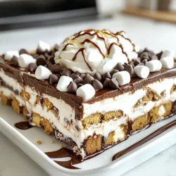 - 12 Schokoladen-Graham-Cracker - 500 ml Milch - 250 ml Schlagsahne - 50 g Kakaopulver - 200 g Kristallzucker - 1 Teelöffel Vanilleextrakt Die Hauptzutaten sind einfach zu finden. Die Schokoladen-Graham-Cracker geben der Lasagne einen tollen Geschmack. Milch und Schlagsahne sorgen für eine cremige Textur. Kakaopulver bringt den Schokoladengeschmack. Kristallzucker und Vanilleextrakt runden das Ganze ab. - 225 g Frischkäse, weich gemacht - 125 g Puderzucker - 100 g Mini-Marshmallows - 100 g Schokoladenstückchen - Schlagsahne zum Garnieren - 60 ml Schokoladensirup zum Drizzeln Zusätzlich brauchen wir Frischkäse für die Füllung. Der Puderzucker macht die Mischung süß und luftig. Mini-Marshmallows und Schokoladenstückchen sind perfekte Toppings. Sie bringen den Wow-Faktor! Schlagsahne und Schokoladensirup erhöhen den Genuss. Diese Zutaten ergeben ein köstliches Dessert, das alle lieben werden. {{ingredient_image_2}} Zuerst mischen Sie die Zutaten im Topf. Nehmen Sie 500 ml Milch, 50 g Kakaopulver, 200 g Kristallzucker und eine Prise Salz. Rühren Sie gut um, um Klumpen zu vermeiden. Dann erhitzen Sie die Mischung bei mittlerer Hitze. Rühren Sie oft, bis die Mischung eindickt. Das dauert etwa 5 bis 7 Minuten. Nehmen Sie den Topf vom Herd und fügen Sie 1 Teelöffel Vanilleextrakt hinzu. Lassen Sie die Mischung etwas abkühlen. Nehmen Sie eine Rührschüssel und den weichen Frischkäse. Schlagen Sie ihn mit einem Handmixer glatt. Fügen Sie dann 125 g Puderzucker nach und nach hinzu. Mischen Sie alles gut, bis die Mischung schön cremig ist. Diese Frischkäsemischung bringt die perfekte Süße in die Lasagne. Nehmen Sie eine 23x33 cm große Auflaufform. Legen Sie 6 Schokoladen-Graham-Cracker auf den Boden. Brechen Sie die Cracker so, dass sie gut passen. Verteilen Sie die Hälfte des Schokoladenpuddings gleichmäßig über die Graham-Cracker. Fügen Sie dann eine weitere Schicht von 6 Schokoladen-Graham-Crackern hinzu. Jetzt streichen Sie die Frischkäsemischung über die letzte Schicht der Graham-Cracker. Achten Sie darauf, dass die Oberfläche gleichmäßig ist. Bestreuen Sie diese Schicht mit 100 g Mini-Marshmallows und 100 g Schokoladenstückchen. Gießen Sie den restlichen Schokoladenpudding darüber und verteilen Sie ihn gut. Beenden Sie die Lasagne mit einer letzten Schicht von 6 Schokoladen-Graham-Crackern. Decken Sie sie dann mit einer dicken Schicht Schlagsahne ab. Beträufeln Sie die Lasagne mit 60 ml Schokoladensirup. Stellen Sie die Lasagne für mindestens 4 Stunden oder über Nacht in den Kühlschrank. So wird sie schön fest. Um den Pudding richtig einzudicken, vermischen Sie die Milch, das Kakaopulver und den Zucker gut. Kochen Sie die Mischung bei mittlerer Hitze und rühren Sie ständig um. Nach 5 bis 7 Minuten wird der Pudding dick. Nehmen Sie ihn dann vom Herd und rühren Sie den Vanilleextrakt unter. Für die Frischkäsemischung ist es wichtig, den Frischkäse weich zu machen. Schlagen Sie ihn mit einem Handmixer glatt. Fügen Sie den Puderzucker langsam hinzu und mischen Sie weiter, bis die Mischung cremig ist. Dies sorgt für eine gleichmäßige Textur. Die Präsentation macht viel aus! Schneiden Sie die Lasagne in gleichmäßige Quadrate. Garnieren Sie jedes Stück mit Schlagsahne, Mini-Marshmallows oder Schokoladenstückchen. Achten Sie darauf, dass alles schön aussieht. Servieren Sie die Lasagne kalt. Dies verstärkt den Geschmack und sorgt für einen erfrischenden Genuss. Ideal ist es, die Lasagne direkt nach dem Kühlen anzubieten. Pro Tipps Schokoladen-Graham-Cracker optimal lagern: Bewahren Sie die Graham-Cracker in einem luftdichten Behälter auf, um sicherzustellen, dass sie frisch und knusprig bleiben, bevor Sie sie verwenden. Milchtemperatur: Erhitzen Sie die Milch langsam und rühren Sie kontinuierlich, um sicherzustellen, dass sie nicht anbrennt und gleichmäßig dick wird. Frischkäse richtig vorbereiten: Lassen Sie den Frischkäse vor der Verwendung auf Raumtemperatur kommen, um ein leichteres und cremigeres Ergebnis zu erzielen. Garnieren für den Wow-Effekt: Fügen Sie nach dem Servieren zusätzliche Schokoladenstückchen oder bunte Streusel hinzu, um das Dessert noch ansprechender zu gestalten. {{image_4}} Für Hot Chocolate Lasagna gibt es viele leckere Alternativen. Sie können die Schokoladen-Graham-Cracker durch Keksvarianten ersetzen. Probieren Sie die klassischen Butterkekse oder sogar Zimt-Kekse. Diese geben der Lasagne einen anderen Geschmack. Toppings sind auch ein großartiger Bereich zum Experimentieren. Fügen Sie etwas Karamellsoße hinzu oder verwenden Sie Erdnüsse. Frische Früchte wie Erdbeeren oder Bananen passen auch gut. Sie können sogar Gewürze wie Zimt oder Muskatnuss hinzufügen. Seien Sie kreativ und finden Sie, was Ihnen am besten schmeckt! Wenn Sie nach glutenfreien Optionen suchen, verwenden Sie glutenfreie Kekse. Es gibt viele Marken, die leckere Alternativen bieten. Diese Kekse können die gleiche Textur wie die traditionellen Graham-Cracker bieten. Für eine vegane Version tauschen Sie die Milch gegen Pflanzenmilch aus. Verwenden Sie vegane Sahne und Frischkäse. Viele Marken bieten diese Produkte an. Sie können auch den Zucker durch einen veganen Süßstoff ersetzen. So wird die Lasagne für alle gut verträglich. Um die Lasagne frisch zu halten, lege sie in den Kühlschrank. Du kannst sie in der Form lassen oder in einen luftdichten Behälter umfüllen. Wichtig ist, dass du die Lasagne gut abdeckst, damit sie nicht austrocknet. Die Haltbarkeit der Lasagne beträgt etwa 3 bis 4 Tage im Kühlschrank. Achte darauf, dass die Temperatur immer unter 4 Grad Celsius bleibt. Wenn du sie länger aufbewahren möchtest, ist Einfrieren eine gute Option. Um die Lasagne vorzubereiten und einzufrieren, lasse sie zuerst ganz abkühlen. Dann decke die Form mit Frischhaltefolie ab. Du kannst auch Alufolie verwenden. Beschrifte die Verpackung mit dem Datum. Wenn du die Lasagne später essen möchtest, tau sie einfach im Kühlschrank auf. Das dauert normalerweise ein paar Stunden oder über Nacht. Nach dem Auftauen kannst du die Lasagne in den Ofen stellen, um sie warm zu machen. Achte darauf, sie gut durchzuwärmen, bevor du sie servierst. Hot Chocolate Lasagna ist ein leckeres Dessert. Es kombiniert Schokoladen-Graham-Cracker, Schokoladenpudding und eine Frischkäsemischung. Die Schichten sind cremig und schokoladig. Mini-Marshmallows und Schokoladenstückchen sorgen für den besonderen Kick. Dieses Dessert ist einfach zuzubereiten und macht jeden glücklich. Die Lasagne benötigt mindestens 4 Stunden im Kühlschrank. Am besten ist es, sie über Nacht zu kühlen. So wird sie fest und lässt sich besser schneiden. Die Kälte verbessert auch die Aromen. Jeder Bissen schmeckt dann noch besser. Ja, du kannst die Lasagne im Voraus machen. Bereite sie einen Tag vorher zu und lasse sie kühlen. So sparst du Zeit, wenn Gäste kommen. Stelle sicher, dass du sie gut abdeckst, damit sie frisch bleibt. Das macht das Dessert noch einfacher. Die Zutaten findest du in jedem Supermarkt. Schokoladen-Graham-Cracker sind oft bei Keksen zu finden. Frischkäse und Schlagsahne gibt es in der Kühlabteilung. Kakaopulver und Vanilleextrakt findest du bei den Backzutaten. Du kannst auch online nach speziellen Produkten suchen. Diese Schokoladenpudding-Lasagne ist ein einfacher Genuss. Wir haben die besten Zutaten ausgewählt: Schokoladen-Graham-Cracker, frischer Käse und Sahne. Der Prozess ist leicht, du mischst einfach die Schichten. Mit unseren Tipps erreichst du die perfekte Konsistenz. Denke auch an Variationen, die jedem schmecken. Glutenfreie und vegane Optionen erweitern die Möglichkeiten. Wenn du diese Lasagne lagerst, bleibt sie frisch und lecker. Probier es aus und genieße dein Dessert!