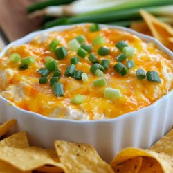 Für den Crockpot Buffalo Chicken Dip brauchst du einige Hauptzutaten. Hier ist die Liste: - 2 Tassen gekochtes Hähnchen, zerkleinert - 1 (226 g) Paket Frischkäse, weich zubereitet - 1 Tasse Buffalo-Sauce (nach Geschmack anpassen) - 1 Tasse geriebener Cheddar-Käse - 1/2 Tasse Ranch-Dressing Diese Zutaten geben dem Dip seinen tollen Geschmack und die cremige Konsistenz. Das zerkleinerte Hähnchen sorgt für die proteinreiche Basis. Frischkäse macht den Dip schön cremig. Buffalo-Sauce bringt die Schärfe, die jeder liebt. Cheddar-Käse fügt einen herzhaften Geschmack hinzu, während Ranch-Dressing die Aromen ausgleicht. Du kannst auch optionale Zutaten hinzufügen, um den Geschmack zu verbessern: - 1/2 Tasse Blauschimmelkäse-Stücke (optional) - 1/4 Tasse Frühlingszwiebeln, gehackt (zum Garnieren) Blauschimmelkäse bringt eine salzige Tiefe. Er passt gut zur Schärfe der Buffalo-Sauce. Frühlingszwiebeln sind perfekt für die Garnitur und geben einen frischen Crunch. Wähle frische Zutaten für den besten Geschmack. Achte beim Hähnchen darauf, dass es saftig aussieht und gut riecht. Der Frischkäse sollte weich und cremig sein, ohne grünliche Flecken. Die Buffalo-Sauce sollte frisch sein, um den besten Geschmack zu gewährleisten. Wenn du nach Cheddar suchst, nimm den, der gut schmilzt. Achte darauf, dass die Frühlingszwiebeln knackig sind und keine braunen Stellen haben. So wird dein Dip noch besser! {{ingredient_image_2}} Zuerst bereiten wir die Zutaten vor. Nehmen Sie 2 Tassen gekochtes, zerkleinertes Hähnchen und legen Sie es in den Slow Cooker. Fügen Sie dann 1 Paket weichen Frischkäse hinzu. Jetzt kommt die Buffalo-Sauce. Sie können 1 Tasse verwenden, aber passen Sie die Menge nach Ihrem Geschmack an. Rühren Sie alles gut um, bis die Mischung gleichmäßig ist. Decken Sie den Slow Cooker ab. Wenn Sie den niedrigen Modus wählen, kochen Sie die Mischung für 2 Stunden. Bei der hohen Einstellung sind 1 Stunde ausreichend. Rühren Sie gelegentlich um, damit alles gleichmäßig erhitzt wird. Nach der Kochzeit sollte die Mischung heiß und cremig sein. Jetzt fügen Sie 1 Tasse geriebenen Cheddar-Käse und 1/2 Tasse Ranch-Dressing hinzu. Wenn Sie es mögen, fügen Sie auch 1/2 Tasse Blauschimmelkäse-Stücke hinzu. Mischen Sie alles gut durch. Probieren Sie den Dip und fügen Sie bei Bedarf mehr Buffalo-Sauce hinzu, um die Schärfe anzupassen. Servieren Sie den Dip warm, garniert mit gehackten Frühlingszwiebeln. Nutzen Sie Tortillachips, Selleriestangen oder Karottensticks zum Dippen. Der Schlüssel zu einem perfekten Buffalo Chicken Dip liegt in der Mischung. Verwende gekochtes Hähnchen, das zart und frisch ist. Mische den Frischkäse und die Buffalo-Sauce gut. Diese Basis sorgt für einen tollen Geschmack. Vergewissere dich, dass alle Zutaten gleichmäßig verteilt sind. Rühre den Dip während des Kochens gelegentlich um. So bleibt er cremig und wird gleichmäßig heiß. Jeder hat einen anderen Geschmack. Du kannst die Schärfe leicht anpassen. Füge mehr oder weniger Buffalo-Sauce hinzu. Beginne mit einer Tasse und probiere es aus. Wenn du es milder magst, verwende weniger oder mehr Frischkäse. Für zusätzlichen Geschmack füge Ranch-Dressing hinzu. Das macht den Dip noch cremiger. Serviere den Dip warm für das beste Erlebnis. Verwende Tortillachips, Selleriestangen oder Karottensticks zum Dippen. Diese Optionen bieten eine schöne Textur und einen tollen Kontrast. Garnieren mit gehackten Frühlingszwiebeln macht das Gericht bunt und ansprechend. Du kannst auch Blauschimmelkäse-Stücke oben drauf geben. So erhältst du mehr Geschmack und eine besondere Note. Pro Tipps Käsevariation: Experimentieren Sie mit verschiedenen Käsesorten wie Gouda oder Monterey Jack für einen einzigartigen Geschmack. Schärfe anpassen: Passen Sie die Menge der Buffalo-Sauce nach Ihrem persönlichen Geschmack an, um die gewünschte Schärfe zu erreichen. Vorausplanung: Bereiten Sie die Mischung am Vortag vor und lassen Sie sie im Kühlschrank über Nacht, um die Aromen zu intensivieren. Serviervorschläge: Servieren Sie den Dip mit einer Auswahl an frischem Gemüse, um eine gesunde Snack-Option zu bieten. {{image_4}} Wenn du eine vegetarische Version machen möchtest, probiere Tofu oder Kichererbsen. Zerkleinere den Tofu und mische ihn mit Frischkäse und Buffalo-Sauce. Diese Mischung wird ebenso lecker und cremig sein. Kichererbsen bringen eine tolle Textur und sind gesund. Du kannst verschiedene Käsesorten verwenden. Mozzarella bringt einen milden Geschmack und schmilzt gut. Gouda oder Pepper Jack geben dem Dip eine besondere Note. Experimentiere mit diesen Sorten, um deinen Lieblingsgeschmack zu finden. Füge zusätzliche Zutaten hinzu, um den Dip interessanter zu machen. Gehackte Paprika oder Jalapeños bringen Farbe und Geschmack. Auch schwarze Bohnen können eine nahrhafte Ergänzung sein. Denke daran, alles gut zu mischen, damit sich die Aromen verbinden. Bewahren Sie Ihren Dip in einem luftdichten Behälter auf. Lassen Sie ihn zuerst abkühlen. Stellen Sie sicher, dass der Behälter gut verschlossen ist. So bleibt der Geschmack frisch. Sie können auch kleine Portionen abfüllen. Das macht das Wiedererwärmen einfacher. Um den Dip aufzuwärmen, nutzen Sie die Mikrowelle oder den Slow Cooker. Bei der Mikrowelle erwärmen Sie ihn in kurzen Abständen. Rühren Sie den Dip zwischendurch um. Das sorgt für eine gleichmäßige Hitze. Im Slow Cooker können Sie ihn bei niedriger Temperatur langsam erwärmen. Fügen Sie etwas mehr Buffalo-Sauce hinzu, falls nötig. Der Dip hält sich im Kühlschrank etwa 3 bis 4 Tage. Achten Sie darauf, ihn gut zu lagern. Wenn Sie ihn länger aufbewahren möchten, können Sie ihn einfrieren. Füllen Sie ihn dabei in gefriergeeignete Behälter. So vermeiden Sie Lebensmittelverschwendung und genießen den Dip später. Es dauert etwa 2 Stunden im niedrigen Modus oder 1 Stunde im hohen Modus. Der Dip sollte heiß und cremig sein, bevor Sie ihn servieren. Ich empfehle, gelegentlich umzurühren. So wird alles gleichmäßig warm. Ja, Sie können das Hähnchen ersetzen. Probieren Sie gekochte Rindfleischstreifen oder Tofu für eine vegetarische Option. Achten Sie darauf, die Konsistenz anzupassen, damit der Dip nicht zu trocken wird. Das Wichtigste ist, dass die Basis gut gewürzt ist. Tortillachips sind eine klassische Wahl. Selleriestangen und Karottensticks bieten einen frischen Kontrast. Auch Cracker oder Gemüseplatten passen gut. Experimentieren Sie und finden Sie Ihre Lieblingskombination! Dieser Artikel hat dir die wichtigsten Zutaten und Schritte für einen leckeren Buffalo Chicken Dip nähergebracht. Du hast Tipps für frische Zutaten und mehrere kreative Variationen entdeckt. Denke daran, die Schärfe und Cremigkeit nach deinem Geschmack anzupassen. Richtige Lagerung und Aufwärmtipps verlängern die Haltbarkeit. Für einen perfekten Dip achte auf die Zubereitungszeit und die passenden Beilagen. Probiere die genannten Vorschläge aus und kreiere deinen idealen Dip!