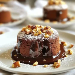 Um köstliche Schokoladen-Haselnuss Lava-Küchlein zu machen, benötigst du folgende Zutaten: - ½ Tasse ungesalzene Butter (plus zusätzlich für das Einfetten) - 1 Tasse Zartbitter-Schokoladenstückchen (70% Kakao) - 2 große Eier - 2 große Eigelb - ½ Tasse Zucker - ¼ Tasse Weizenmehl - ½ Teelöffel Vanilleextrakt - ¼ Tasse geröstete Haselnüsse, grob gehackt - Eine Prise Salz - Puderzucker zum Bestäuben - Optional: Vanilleeis oder Schlagsahne zum Servieren Diese Zutaten sorgen für den perfekten Schokoladengeschmack und die leckere Haselnussnote. Die Kombination macht das Dessert besonders. Falls du keine Zartbitter-Schokolade magst, kannst du auch Vollmilchschokolade verwenden. Das gibt einen süßeren Geschmack. Für eine glutenfreie Version nimm einfach glutenfreies Mehl. Wenn du keine Haselnüsse hast, sind Mandeln oder Walnüsse eine gute Wahl. Sie bringen einen ähnlichen Crunch. Um die besten Zutaten zu finden, gehe zu deinem lokalen Markt. Achte darauf, dass die Schokolade einen hohen Kakaoanteil hat. Frische Eier sind wichtig für die Konsistenz. Die meisten Märkte bieten auch geröstete Haselnüsse an. Wenn nicht, kaufe rohe Haselnüsse und röste sie selbst. So hast du mehr Kontrolle über den Geschmack. Schau auch nach saisonalen Angeboten, um Geld zu sparen. Frische Zutaten machen den Unterschied. {{ingredient_image_2}} Heize deinen Ofen auf 220°C vor. Dies sorgt für die perfekte Hitze beim Backen. Fette vier Souffléförmchen mit ungesalzener Butter ein. Achte darauf, dass du die Förmchen gut einfettest. Bestäube sie leicht mit Weizenmehl. Klopfe überschüssiges Mehl ab, damit die Küchlein später gut herauskommen. Nimm eine mikrowellengeeignete Schüssel. Gib die ungesalzene Butter und die Zartbitter-Schokoladenstückchen hinein. Erhitze die Mischung in der Mikrowelle. Mache das in 30-Sekunden-Intervallen. Rühre nach jedem Intervall um, bis alles geschmolzen und glatt ist. Diese Mischung ist die Basis für den Schokoladenfluss. In einer großen Schüssel schlage die zwei Eier, die Eigelbe und den Zucker mit einem Schneebesen. Mische alles gut, bis die Masse leicht und fluffig ist. Dies dauert etwa 3 bis 5 Minuten. Gieße nun die geschmolzene Schokoladenmischung in die Eimischung. Rühre vorsichtig um, um die Luft nicht herauszuschlagen. Siebe das Mehl und das Salz über die Mischung. Hebe es sanft unter, bis alles gerade so kombiniert ist. Achte darauf, nicht zu viel zu mischen. Jetzt füge den Vanilleextrakt und die grob gehackten Haselnüsse hinzu und hebe alles unter. Verteile den Teig gleichmäßig auf die vorbereiteten Förmchen. Um perfekte Lava-Küchlein zu backen, gibt es ein paar wichtige Punkte. Zuerst, heizen Sie den Ofen gut vor. Eine konstante Temperatur ist wichtig für den Backprozess. Nutzen Sie ungesalzene Butter für den Teig und zum Einfetten der Förmchen. Fetten Sie die Förmchen sorgfältig ein. Bestäuben Sie sie leicht mit Mehl, damit die Küchlein besser herausfallen. Ein häufiges Problem ist, dass die Küchlein nicht fließen. Das kann passieren, wenn Sie sie zu lange backen. Halten Sie die Backzeit zwischen 10 und 12 Minuten. Die Ränder sollten fest sein, die Mitte jedoch weich. Ein weiteres Problem ist das Ankleben. Stellen Sie sicher, dass die Förmchen gut gefettet sind. Wenn das Küchlein nicht herauskommt, fahren Sie vorsichtig mit einem Messer am Rand entlang. Servieren Sie die Lava-Küchlein warm. Schneiden Sie sie an, damit die Schokolade herausfließt. Für zusätzlichen Genuss können Sie sie mit Puderzucker bestäuben. Vanilleeis oder Schlagsahne passen perfekt dazu. Eine frische Beilage von Beeren bringt eine schöne Säure ins Spiel. So wird das Dessert noch interessanter und leckerer. Pro Tipps Die richtige Schokolade wählen: Verwenden Sie hochwertige Zartbitter-Schokolade mit mindestens 70% Kakaoanteil, um den besten Geschmack zu erzielen. Teig nicht übermixen: Achten Sie darauf, den Teig nur so lange zu mischen, bis die Zutaten gerade so kombiniert sind, um eine luftige Textur zu erhalten. Ofen vorheizen: Stellen Sie sicher, dass der Ofen gut vorgeheizt ist, um gleichmäßiges Backen und die richtige Lava-Konsistenz zu gewährleisten. Servieren mit Stil: Servieren Sie die Lava-Küchlein warm auf vorgewärmten Tellern, um das Erlebnis noch angenehmer zu gestalten. {{image_4}} Wenn Sie Gluten meiden möchten, können Sie eine glutenfreie Variante machen. Ersetzen Sie das Weizenmehl einfach durch glutenfreies Mehl. Viele Marken bieten gute Alternativen an. Diese Option schmeckt ebenso lecker und gibt Ihnen die gleiche wunderbare Textur. Achten Sie darauf, dass die Schokoladenstückchen auch glutenfrei sind. Um den Geschmack zu verändern, können Sie verschiedene Zutaten hinzufügen. Zum Beispiel passt ein Hauch von Espresso wunderbar zu Schokolade. Fügen Sie einfach einen Teelöffel Instant-Espressopulver zur Schokoladenmischung hinzu. Eine Prise Zimt kann auch eine warme Note bringen. Wenn Sie frische Früchte mögen, probieren Sie Himbeeren oder Kirschen. Diese passen gut zu Schokolade und bringen Frische ins Dessert. Schokoladen-Haselnuss Lava-Küchlein sind vielseitig. Sie sind perfekt für Geburtstagsfeiern oder romantische Abendessen. Für Feiertage können Sie die Küchlein mit weihnachtlichen Gewürzen aromatisieren. Servieren Sie sie mit einer Kugel Vanilleeis oder frischer Sahne. Fügen Sie ein paar Beeren als Garnitur hinzu. So wird Ihr Dessert nicht nur lecker, sondern auch schön anzusehen. Um die Lava-Küchlein frisch zu halten, lagern Sie sie in einem luftdichten Behälter. Stellen Sie sicher, dass sie abgekühlt sind, bevor Sie sie einpacken. So bleibt die Textur weich und der Schokoladenfluss bleibt erhalten. Vermeiden Sie es, sie direkt in den Kühlschrank zu legen, da dies die Küchlein austrocknen kann. Wenn Sie die Küchlein aufwärmen möchten, nutzen Sie den Ofen oder die Mikrowelle. Für den Ofen heizen Sie ihn auf 180°C. Legen Sie die Küchlein auf ein Backblech und erwärmen Sie sie 5 bis 7 Minuten. In der Mikrowelle reicht eine Erwärmung von 15 bis 20 Sekunden pro Küchlein. So bleibt die Mitte schön flüssig. Die Lava-Küchlein halten sich im Kühlschrank bis zu 3 Tage. Sie können sie auch einfrieren. Wickeln Sie die Küchlein gut in Frischhaltefolie und legen Sie sie in einen Gefrierbeutel. So sind sie bis zu einem Monat haltbar. Zum Auftauen lassen Sie sie einfach im Kühlschrank über Nacht. Um perfekte Lava-Küchlein zu backen, ist die Backzeit wichtig. Achte darauf, sie 10-12 Minuten zu backen. Die Ränder sollten fest sein, aber die Mitte muss noch wackeln. Ein Überbacken macht die Füllung fest. Fette die Förmchen gut ein und bestäube sie mit Mehl. So lassen sich die Küchlein leichter herausnehmen. Auch die Schokolade sollte gut geschmolzen sein. Rühre sie gründlich mit der Butter, bis sie glatt ist. Das hilft, die Textur zu verbessern. Ja, du kannst die Küchlein im Voraus zubereiten. Mache den Teig und fülle die Förmchen. Stelle sie dann in den Kühlschrank. Du kannst sie bis zu 24 Stunden vorher machen. Wenn du bereit bist zu backen, heize den Ofen vor und backe sie direkt aus dem Kühlschrank. Achte darauf, die Backzeit eventuell um ein paar Minuten zu verlängern. Die besten Beilagen sind Vanilleeis oder Schlagsahne. Sie passen perfekt zum warmen, schokoladigen Kern. Frische Früchte, wie Beeren oder Bananen, bringen eine schöne Frische. Du kannst auch ein wenig Karamellsoße oder Schokoladensauce hinzufügen. Diese Beilagen machen das Dessert noch leckerer und schöner. Zusammenfassend haben wir die Hauptzutaten für köstliche Lava-Küchlein untersucht und wichtige Tipps zum Backen gegeben. Ich habe dir gezeigt, wie du leckere Variationen zum Leben erwecken und sie richtig aufbewahren kannst. Wenn du diese Tipps befolgst, gelingen dir perfekte Küchlein. Genieße das Backen und die Freude am gemeinsamen Genuss. Dabei wird jeder Bissen zu einem besonderen Erlebnis. Du kannst stolz auf deine Kreation sein!